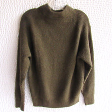 Uniglo Dark Green Pullover Sweater S Ribbed Wool Blend Mens Small Jumper