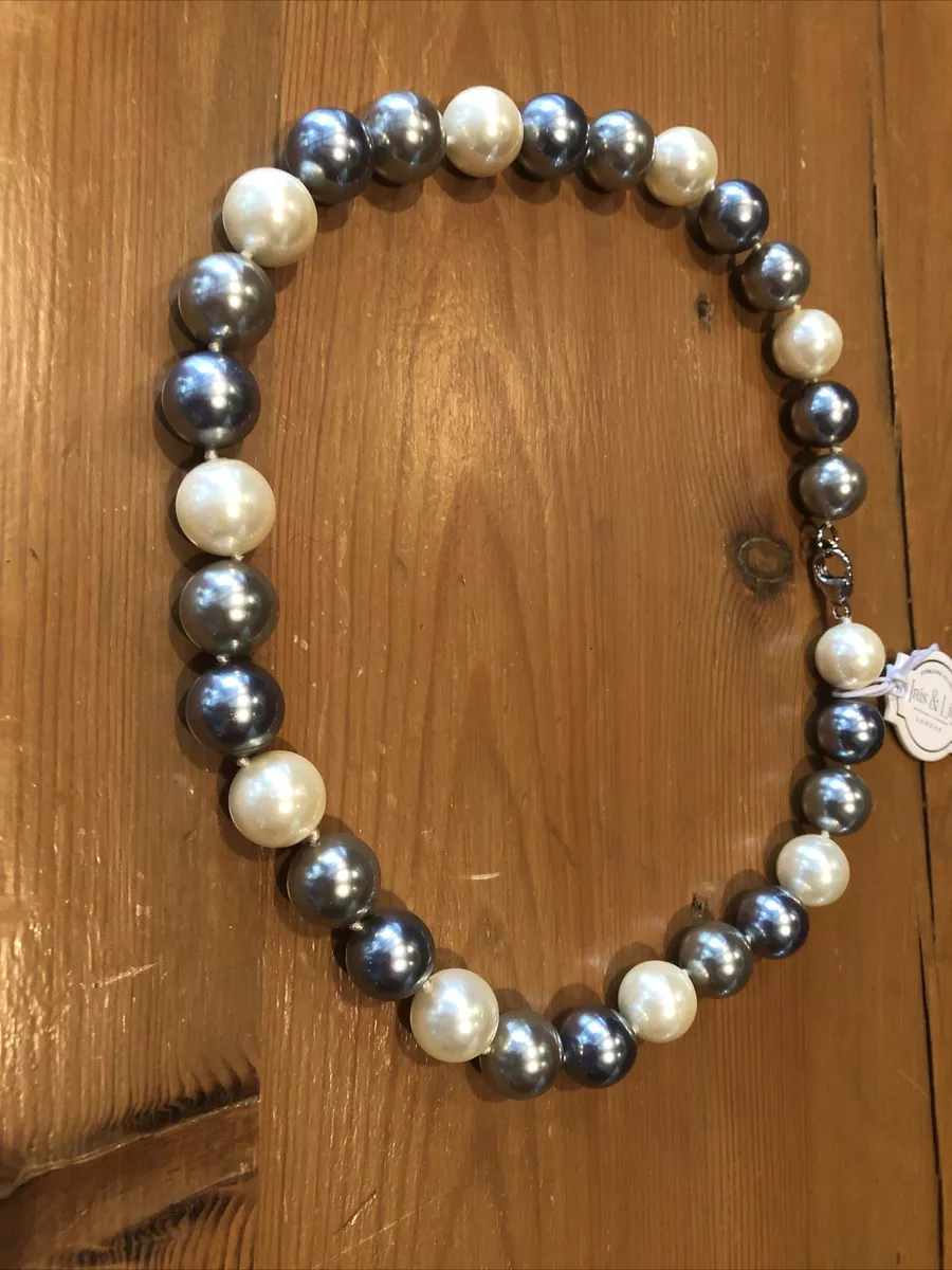 NEW WITH TAGS IRIS LILLY STERLING SILVER 14mm PEARL HEMATITE