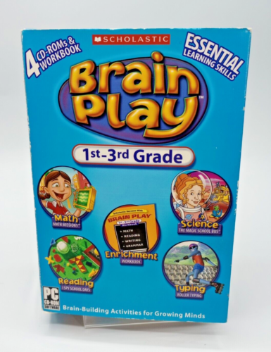 Scholastic Brain Play 1re-3e année PC 4 CD-ROM (pas de cahier d'exercices) - Très bon - Photo 1 sur 2