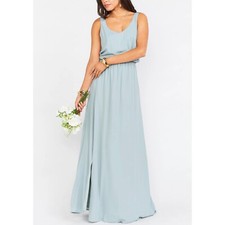 Show Me Your MuMu Kendall Side Slit Maxi Dress, Silver Sage Crisp, XS