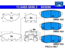 Brake pad set, disc brake ATE 13.0460-5696.2 for Subaru