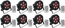 8 Rockville BATTERY PAR 6RF Rechargeable RGBWA UV Wireless DMX Lights RF Remotes