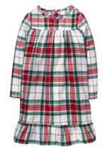 Gymboree Girls Cute Red  Green Plaid Nightgown Holiday Christmas Nwt 2017 Xxs 3