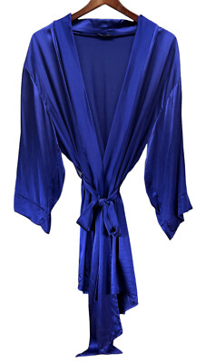 ELSE Silk Cobolt Blue Kimono Short Robe Lingerie Sexy Elegant Women s Sz M