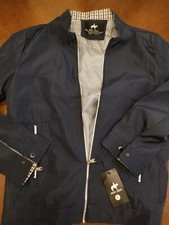Nwt Women's West Louis Sz L Blue Full Zip Rain Jacket Coat Plaid Lining