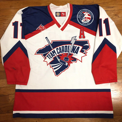 Vtg Team Carolina Mens USA Hockey Jersey #11 Southeastern District Poccnr Sz 52