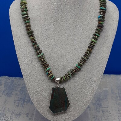 African Turquoise Silver Pendant- Communication-Manifestation Stone of Evolution