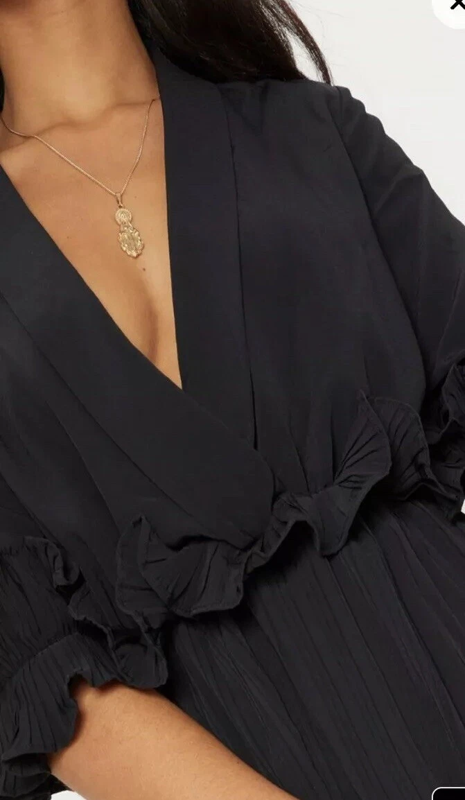 Black frill dress hotsell pretty little thing