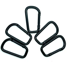 50 pcs 3" Heavy Duty Carabiner Spring D Clip Key Chain D Shape Black