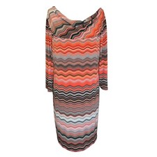 Tiana B Cowl Neck Midi Dress Zig Zag Print Stretch 3/4 Sleeve UK 18