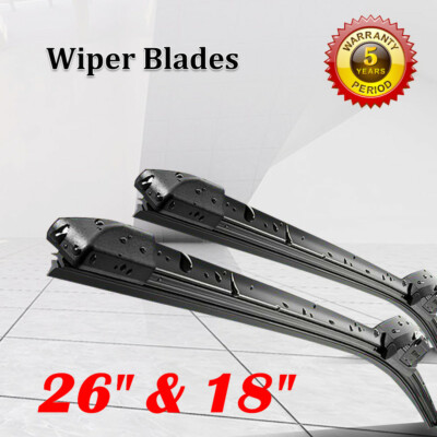 Front Windshield Wiper Blades 26'' + 18'' OEM Quality All Season J Hook Frameless