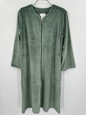 Softies 42" Dusty Green Serenity Stretched Shear Mink Zip-Up Robe sz S Women's