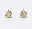 14k Yellow Gold Ladies Natural Diamond Stud Earring heart stud baguette 0.36 ct — photo 2