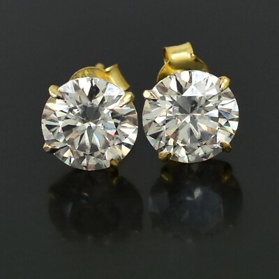 6.00 Ct Certified Treated White Diamond Solitaire Studs 925 Silver Great Shine
