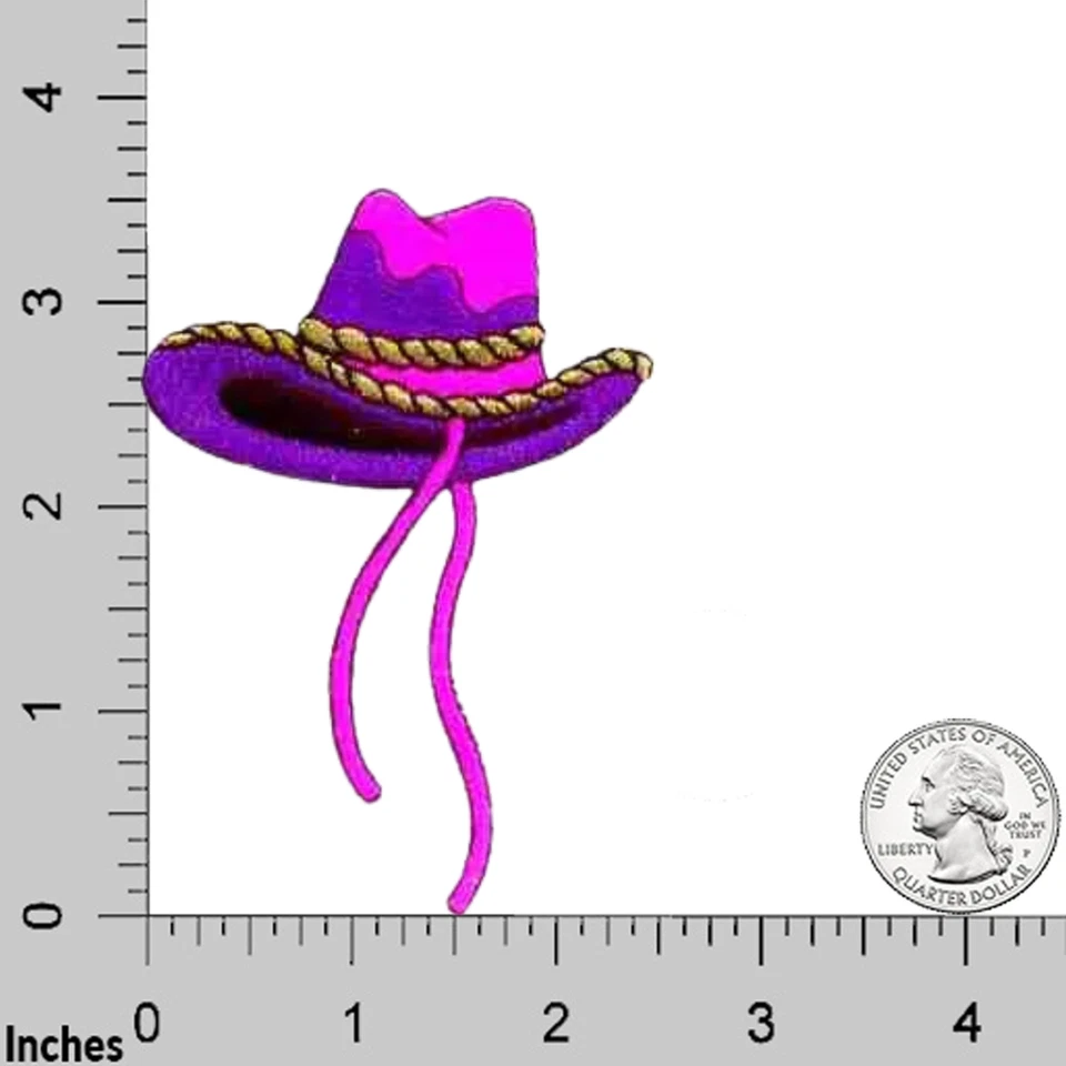 Sombrero de Vaquera Western Púrpura y Rosa (Paquete de 3) Parche Planchado Foto 3 de 4