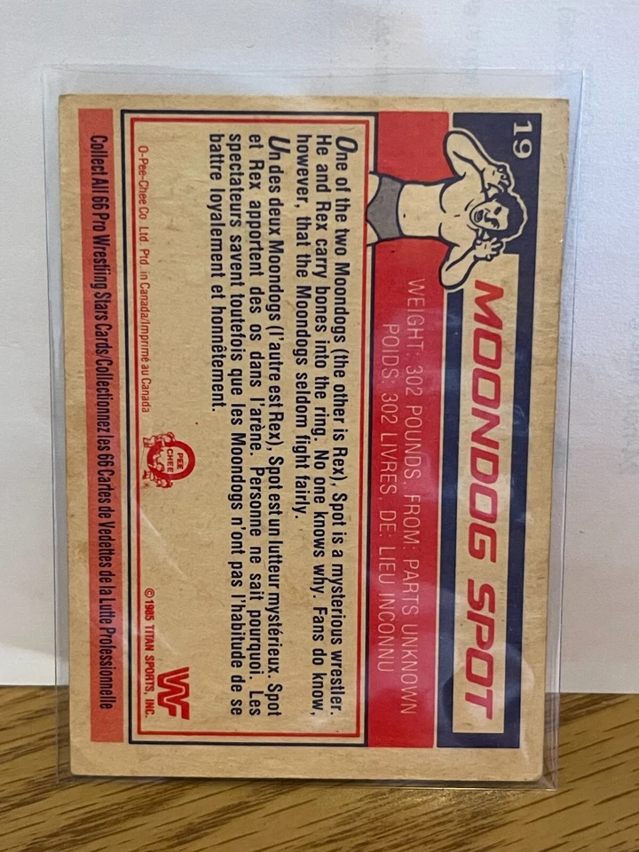 1985 O-pee-Chee WWF Wrestling Moondog Spot #19 - Image 2 of 2