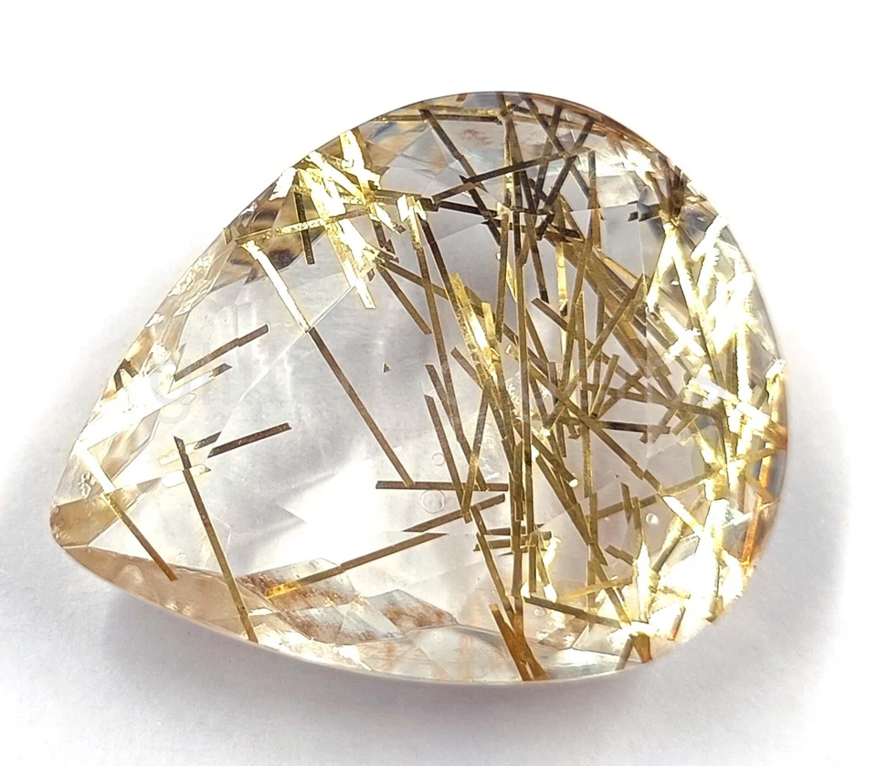 Lab-Created Rutilated Quartz Yellow 67.95 Ct Pear Cut IGL Loose Gemstone 5JSA - Image 2 of 4