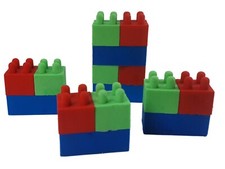 Brick Party Bag Fillers Puzzle Erasers Bright Colour Building Blocks