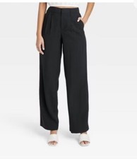 A New Day Women's High Rise Straight Leg Casual Full Trouser Pants Midweight 10