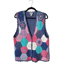 Koret X Vintage Granny Knit Crochet Vest Pastels Size M