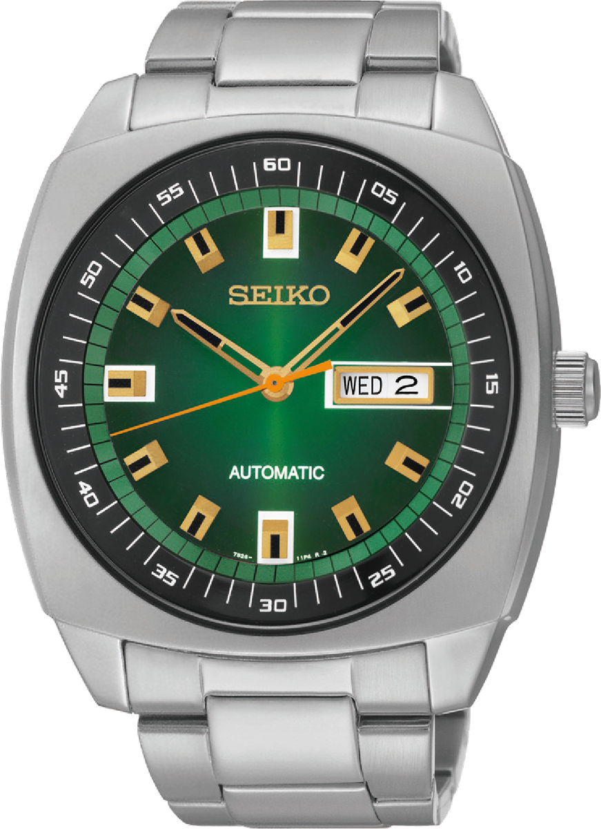 Seiko Men's Recraft Green Dial Stainless Steel Automatic Watch SNKM97
