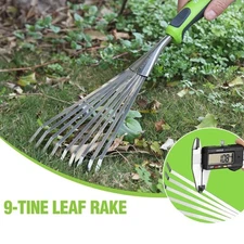 WORKPRO 16-in Heavy Duty Hand Rake 9-Tines Leaf Rake Stainless Steel Garden Rake
