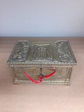 Shakespeare Brass Casket With velvet lining hinged lockable lid Antique