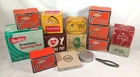 Vtg Fishing Reel EMPTY Box Lot Silver Lake Leader Tin Dispenser BB Shot Pliers