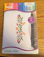 Janlynn Needlecraft Roses  Butterflies Stamped Pillowcase Set of 2 New