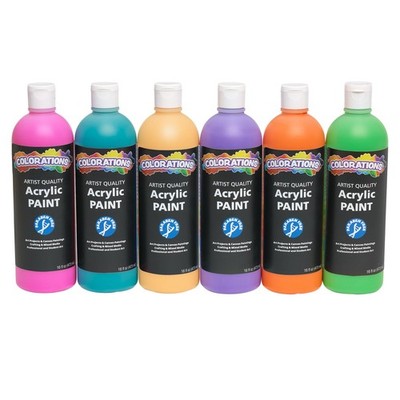 Colorations Artist Quality Acrylic 6 Color Paint Set. Each 16 oz (473ml). Made i
