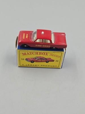 Vintage Matchbox Lesney #59 Fire Chiefs Car With Original Box In Excellent...