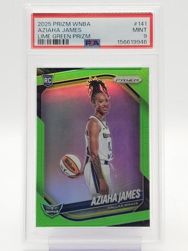 AZIAHA JAMES 2025-26 PANINI PRIZM WNBA ROOKIE V LIME GREEN /225 #141 PSA 9 Q4434