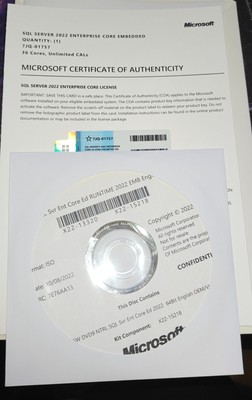 Microsoft SQL Server 2022 Enterprise Edition, 36 Core License, 10 User CALs
