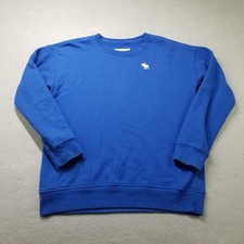 Abercrombie  Fitch Sweatshirt Boys Kids Size 15/16 L Blue Crewneck Moose Logo