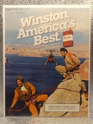 Vintage Winston Cigarette Tobacco Helicopter 1986 Print Advertising Full Page Ad