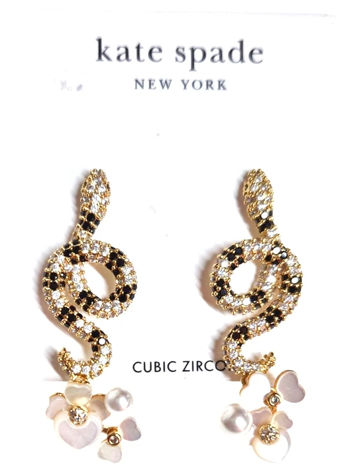Kate Spade Shining Snake Statement Earrings Black Clear Multi KK519 New with Tag - Image 2 of 4