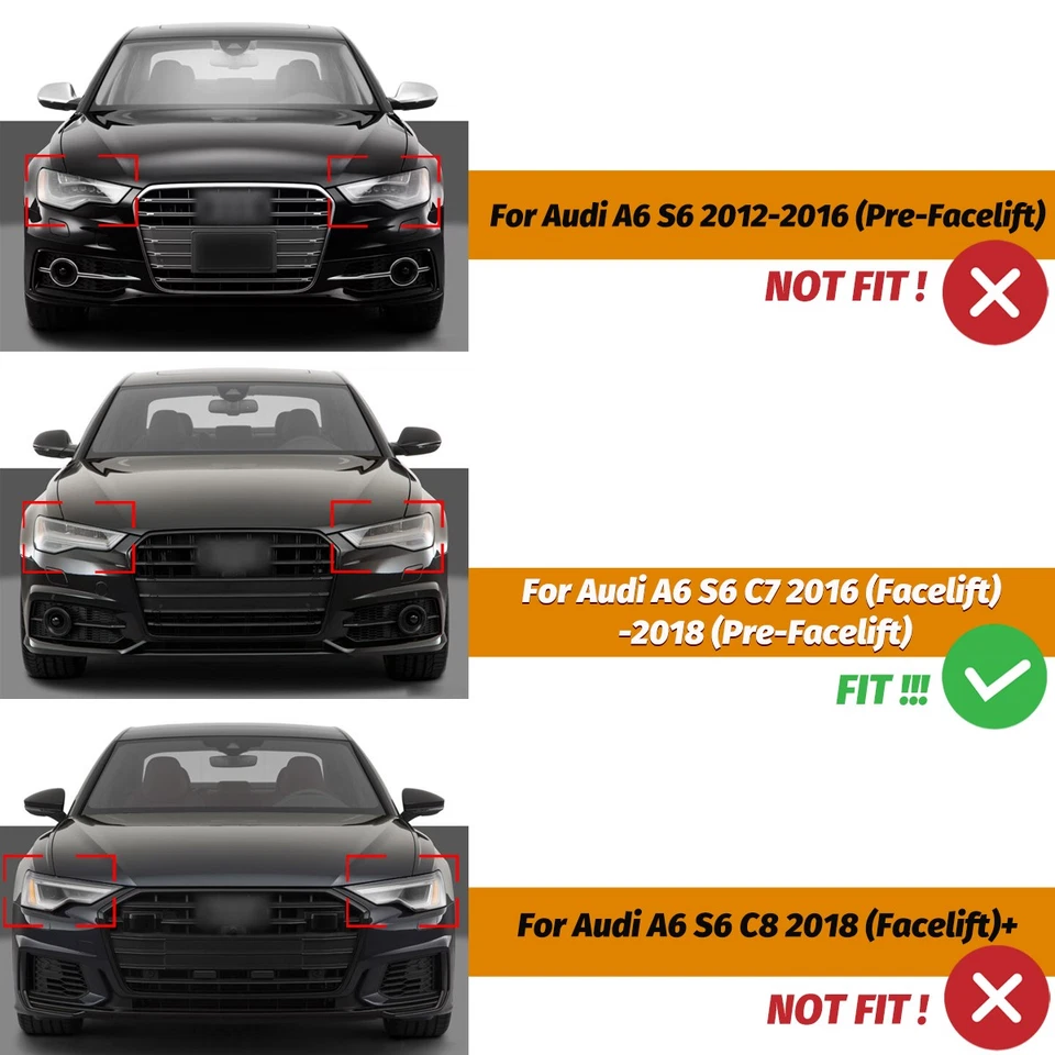 Parrilla delantera estilo RS6 para Audi A6 C7 S6 2016 2017 2018 parrilla de malla de panal ABS Foto 2 de 4