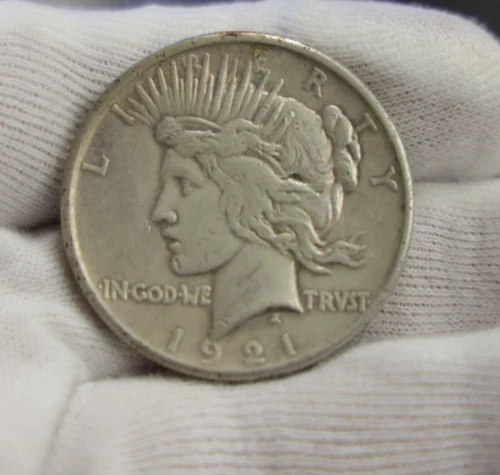 1921 US Peace Silver Dollar $1 High Relief VF (Cleaned, Retoned)
