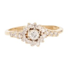 .30ctw Round Cut Diamond Halo Vintage Engagement Ring 14k Yellow Gold Size 5