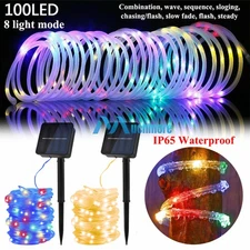 39FT Solar Rope Lights Outdoor Waterproof LED PVC Tube Fairy String Light Garden