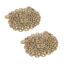 2Pcs 3/8In×20FT Transport Chain Binder Chain G80 Steel 7100Lb Tie Down Tow Chain