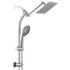 Rainfall 8 Inch Shower Head with High Pressure Handheld Spray Combo, Drill-Sl...