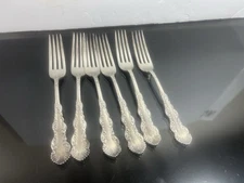 Set of 6 Holmes & Edwards Sterling Inlaid 7" Waldorf Dinner Forks 1894