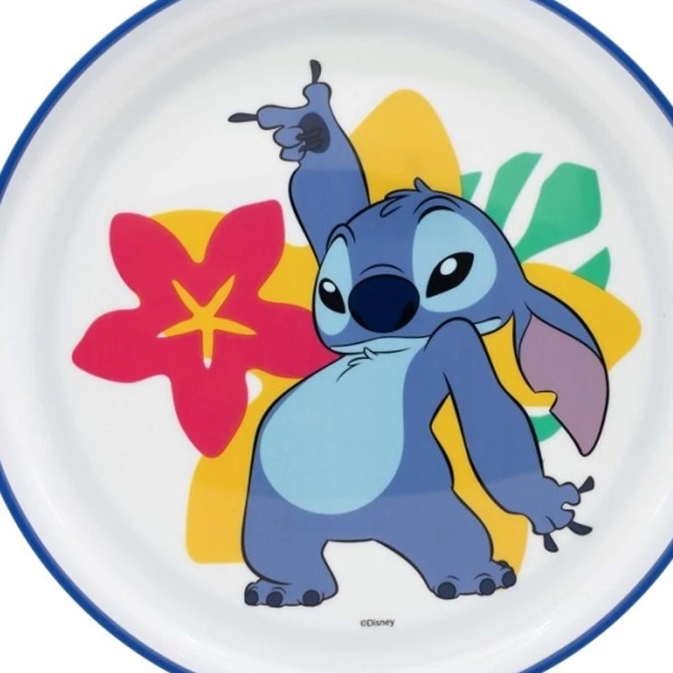 Disney, Rutschfester Kinderteller für Mikrowelle mit Stitch-Druck, Blau-Weiß - Bild 2 von 4