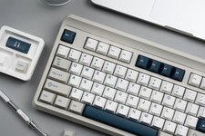 Klymra PBT Keycaps Set, Doubleshot 137 Key Caps,Cherry White Grey Blue