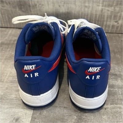 Nike Air Force 1 Low Top Lace-Up Leather Sneakers Colorblock Blue White Red