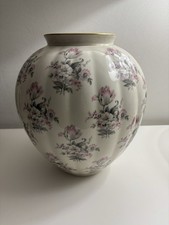 Vaso Vintage Verbano Laveno Ceramica Italiana Fiori Rosa Bordo Oro Made in Italy