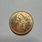 US 1880 $5 Liberty Head Gold Half Eagle Coin Pre-1933 Uncertified Gold $5 Coin