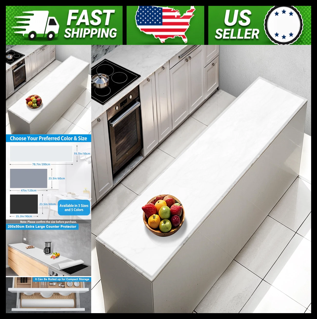 Extra Large Heat Resistant Silicone Kitchen Counter Mat Translucent