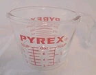 Vintage Pyrex 1 Cup Glass Measuring Cup #508 Red Print - USA (C)
